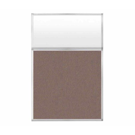 VERSARE Hush Panel Configurable Cubicle Partition 4' x 6' W/ Window Latte Fabric Frosted Window 1850613-3